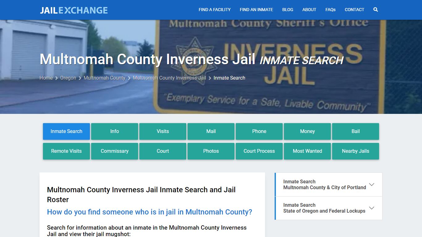 Multnomah County Inverness Jail Inmate Search - Jail Exchange
