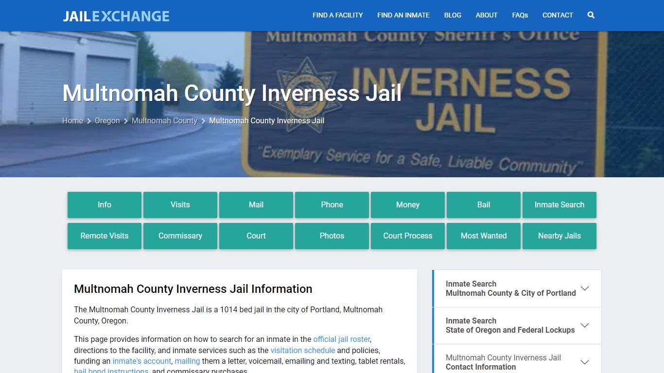 Multnomah County Inverness Jail, OR Inmate Search, Information
